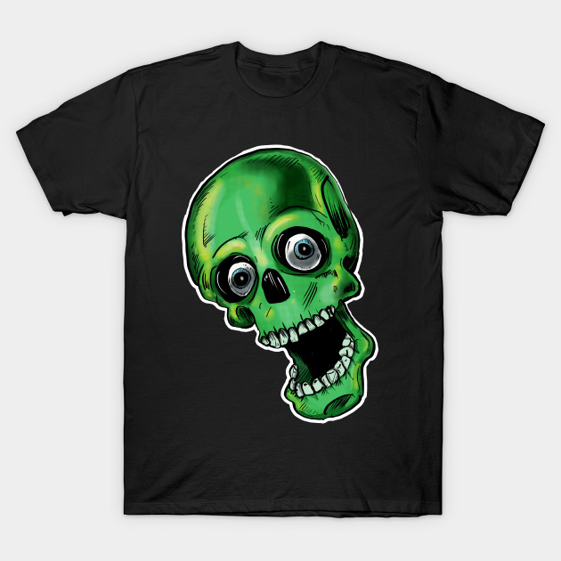 Green zombie halloween party skull by silentrob668